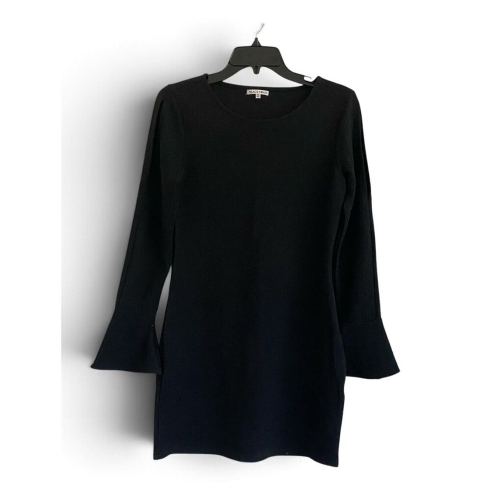 Black Swan Women's Bell Sleeve Cold Shoulder Dress Mini Knit Medium Solid Back